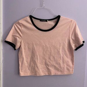 Pink and Black Cropped Tee